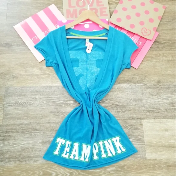 Victoria's Secret PINK Vintage Swim Cover-up V Neck Sexy Plunge Iconic Logo NWT - Picture 2 of 15